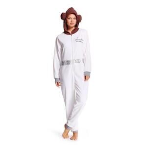 Star Wars Princess Leia Hooded Non Footed Pajamas One Piece XS Costume Zip Suit